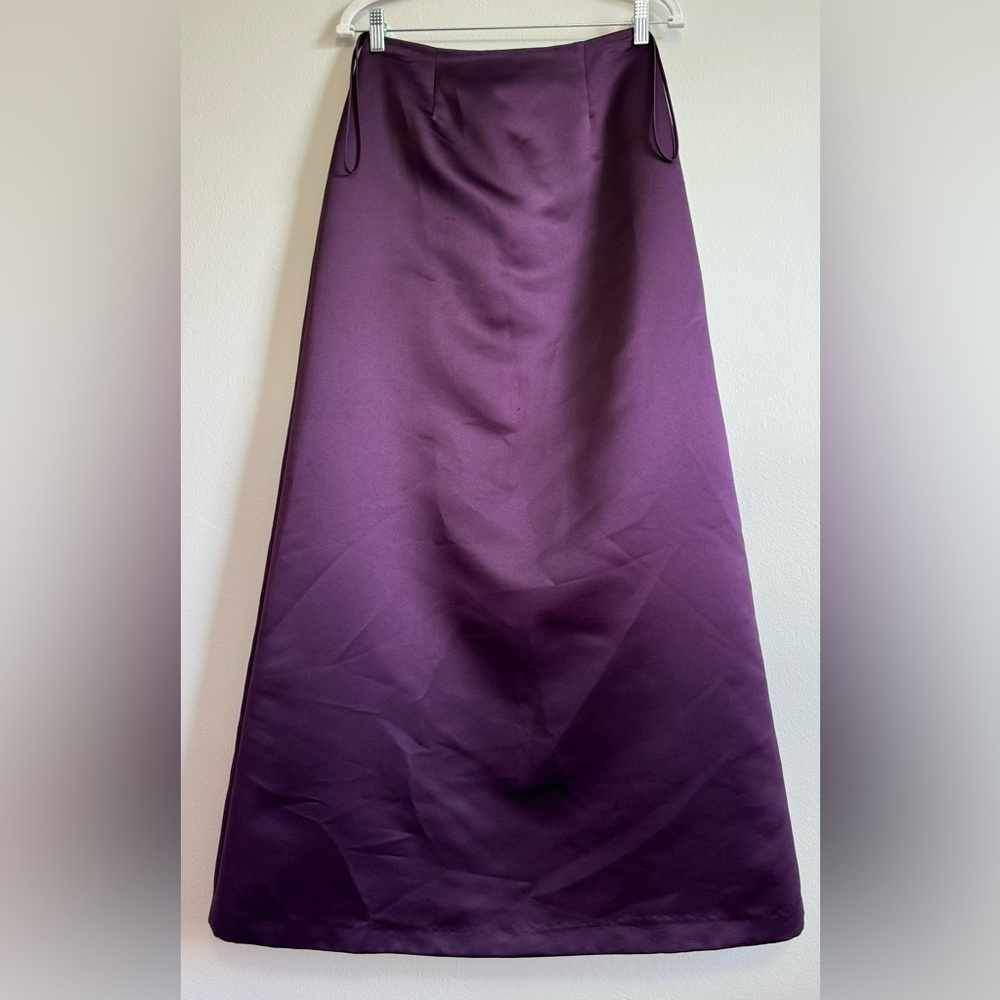 Amsale Women’s Dark Purple Fluid Satin Floor Length Maxi Skirt Size 6